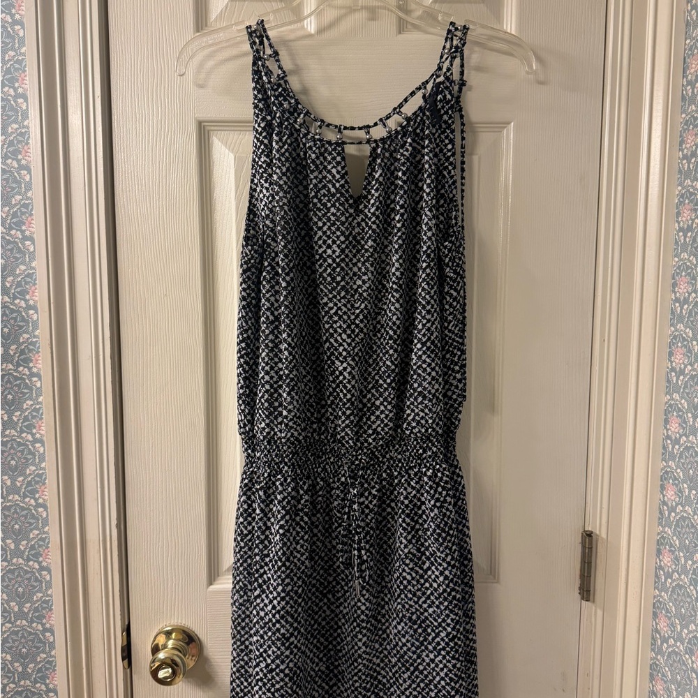 White House Black Market Black and White Halter Sundress